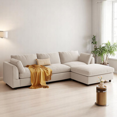 4 - Piece 113'' Upholstery L Shaped Sectional Sofa, Sectional Sofa Couch, L Shaped Sofa with Convertible Chaise