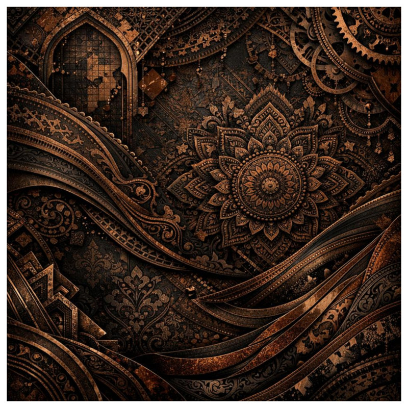 Rideaux de fenêtre mandala complexes en bronze, voilages et rideaux occultant mandala - 1 panneau, 50" x 80" - 1 Panel