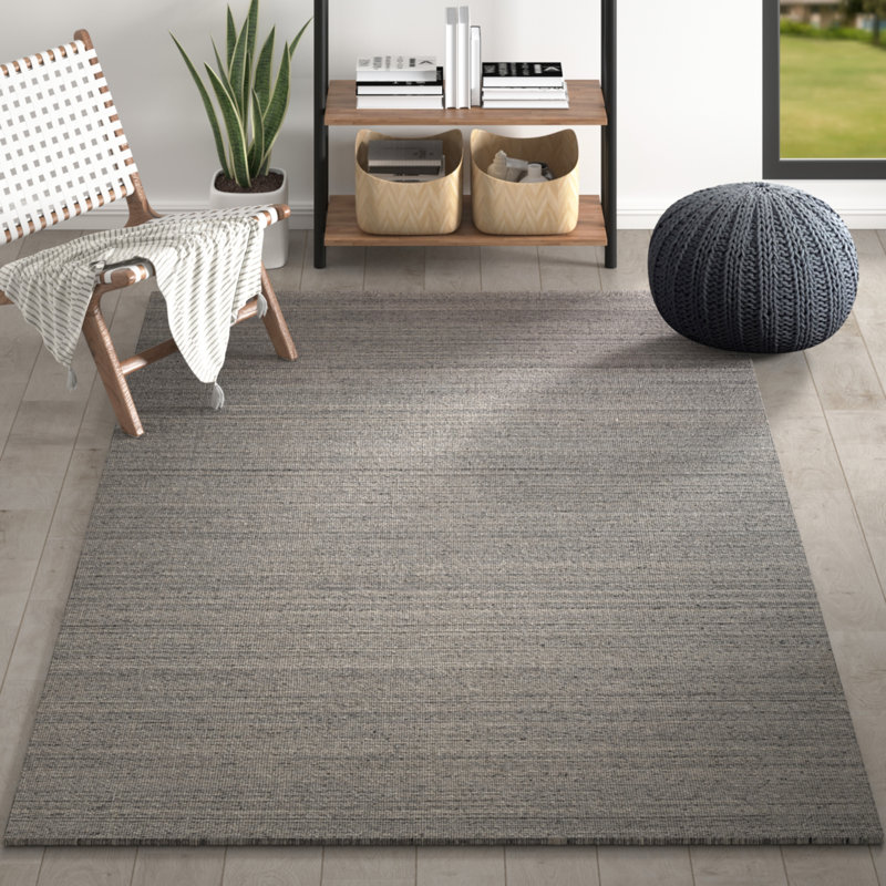 Modern Solid Hand-Made Hand-Woven Wool/Cotton Area Rug, Runner 2'6" x 8'