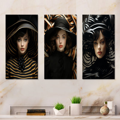 Elegant Fashion Woman - Fashion Metal Wall Art Prints Set Of 3