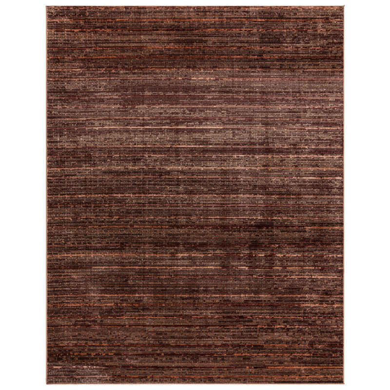 Miesner Dario Modern Striped Brown Tan Polyester High-Low Indoor Area Rug, Rectangle 5'3" x 7'