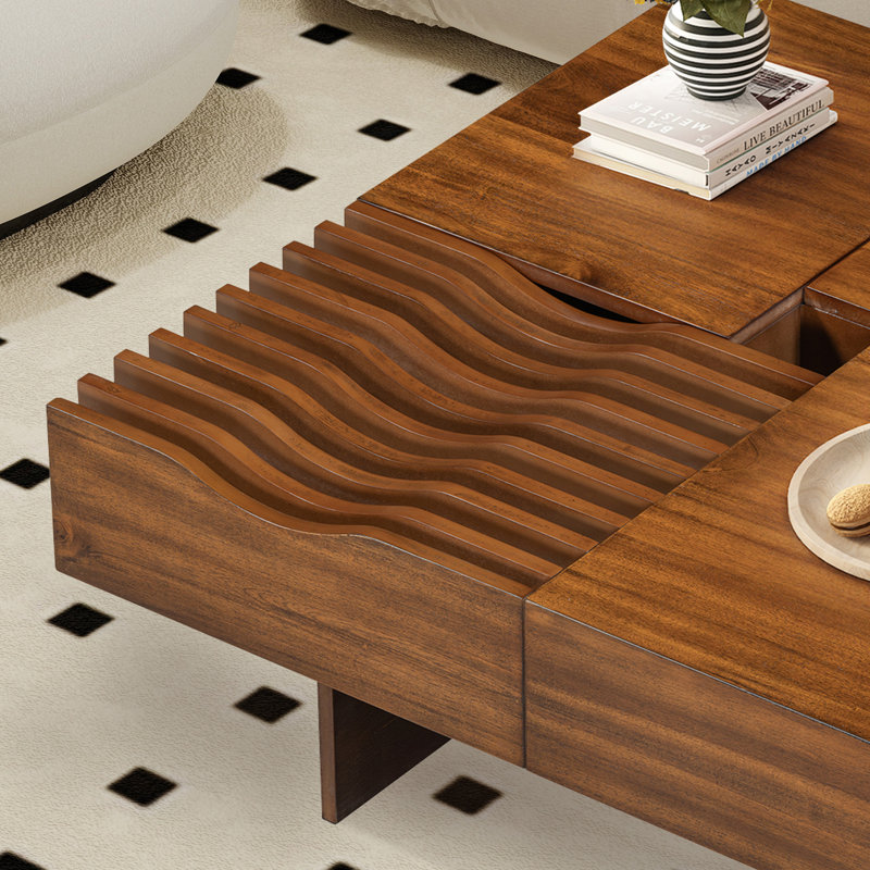 Square Coffee Table With 3 Drawers, Brown