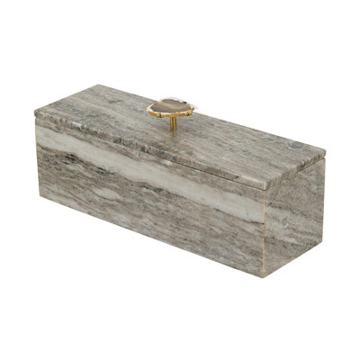 Storage Box W/Brass Agate Hnd