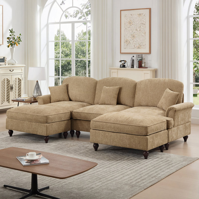 Canapé modulaire Comfy U_Shape, H 36,6 po x l 107,1 po x P 55,1 po, 3, Light Coffee