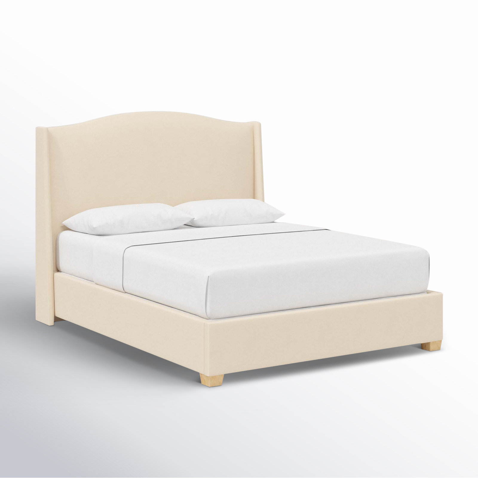 Allis Wingback Platform Bed, Queen, Classic Pearl Performance Velvet