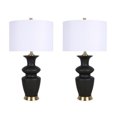 Elegance Radiance Ceramic Table Lamp - Black & Soft Gold - Set of 2