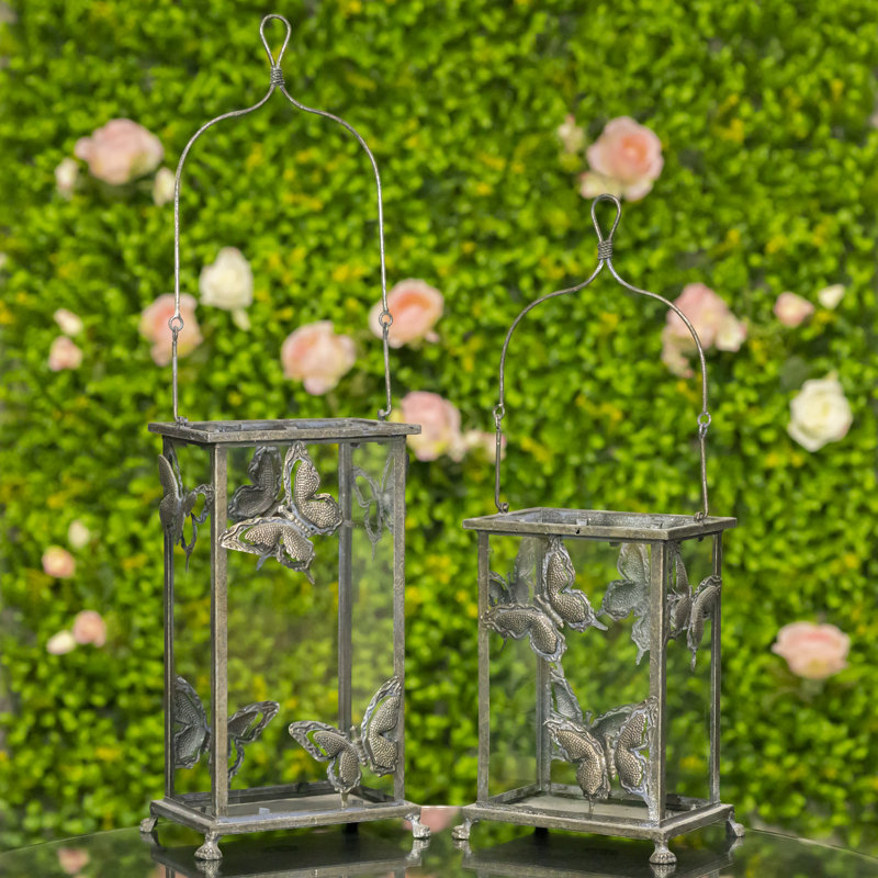14'' H Tabletop Lantern, Silver