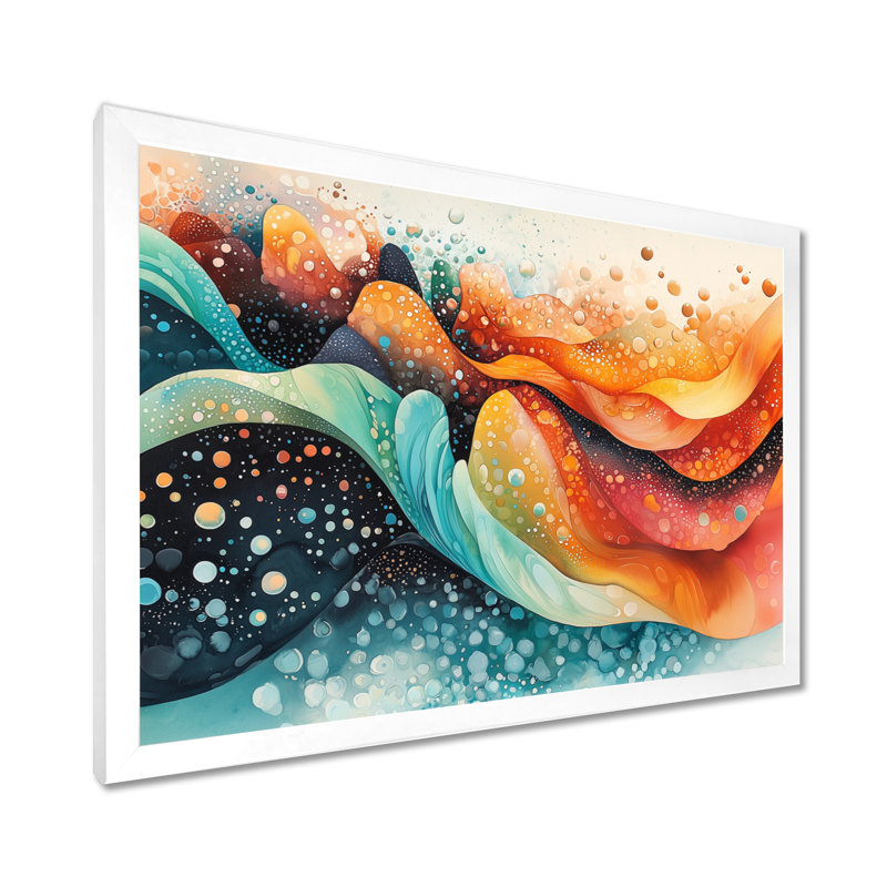 Abstrait flux temporel de couleurs de l'arc-en-ciel I - Art mural abstrait, H 12 po x l 20 po, Cadre simple, Blanc
