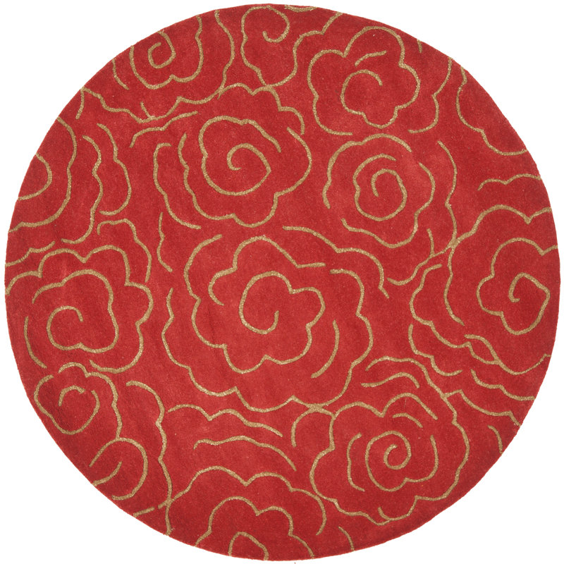 Soho Hand Tufted Wool And Viscose Floral Rug, Round 8'
