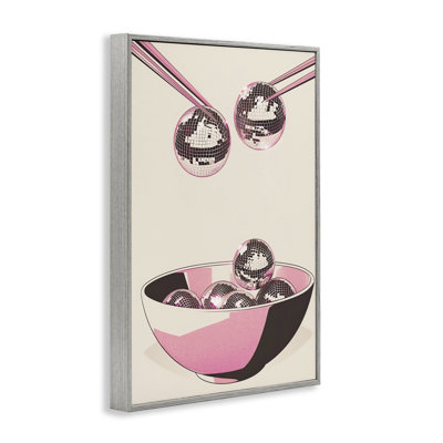 Disco Bowl Meal with Chopsticks Framed Giclee, design by Arlington Prints