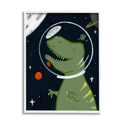 Fantaisie dinosaure astronaute, Voie Lactée, T-Rex XXL, art mural sur toile tendue par Daphne Polselli
