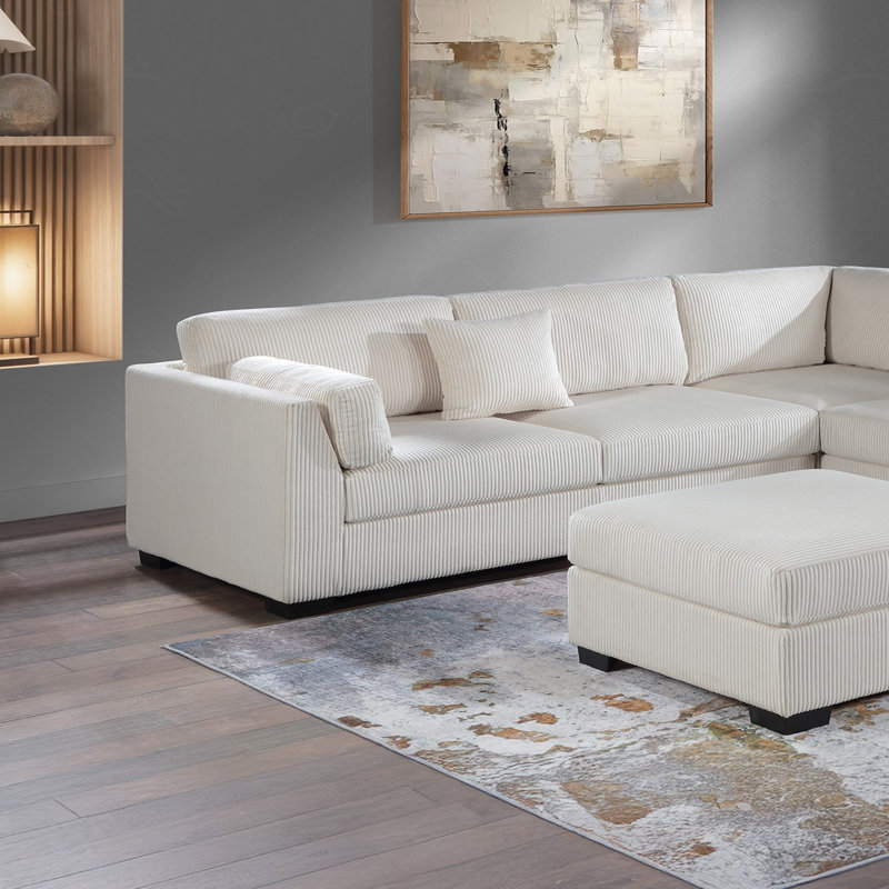 Ensemble modulaire 4 pièces avec repose-pieds Abital, Beige