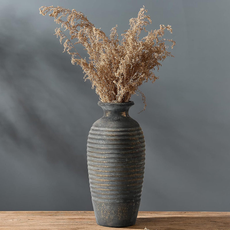 Grand vase en céramique fait à la main pour un décor campagnard et rustique, parfait pour les fleurs fraîches et séchées, décoration de maison et de tablette polyvalente