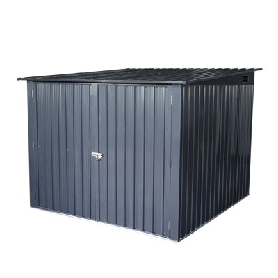 Remise de rangement extérieure en acier SteelGuard pour vélos avec toit incliné et 4 voies à vélo