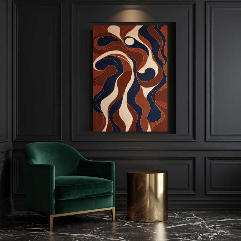 Art mural abstrait sur toile brun, H 18 po x l 12 po