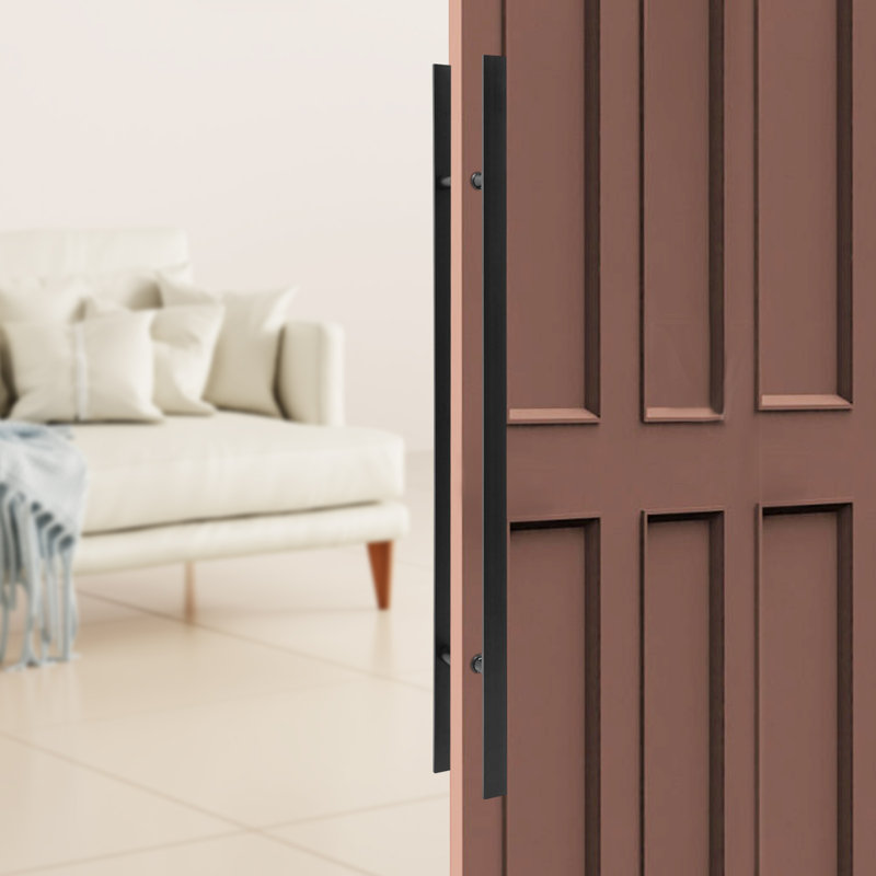 Poignée de porte à double face en acier inoxydable, paire de poignées de porte de grange coulissantes à pousser (47,05 x 1,6 po)