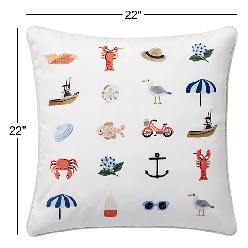 Rifle Paper Co. x Loloi Sea Pillow, Polyester/Polyfill