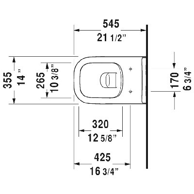 Toilette allongée murale 1,28 gpf (économe en eau) avec chasse à haute efficacité (siège non inclus) D-Code