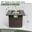 Table de foyer au gaz propane 30 po, foyer carré carré de 50 000 BTU, plateau de table en tuiles avec une belle base en osier pour la terrasse du patio extérieur