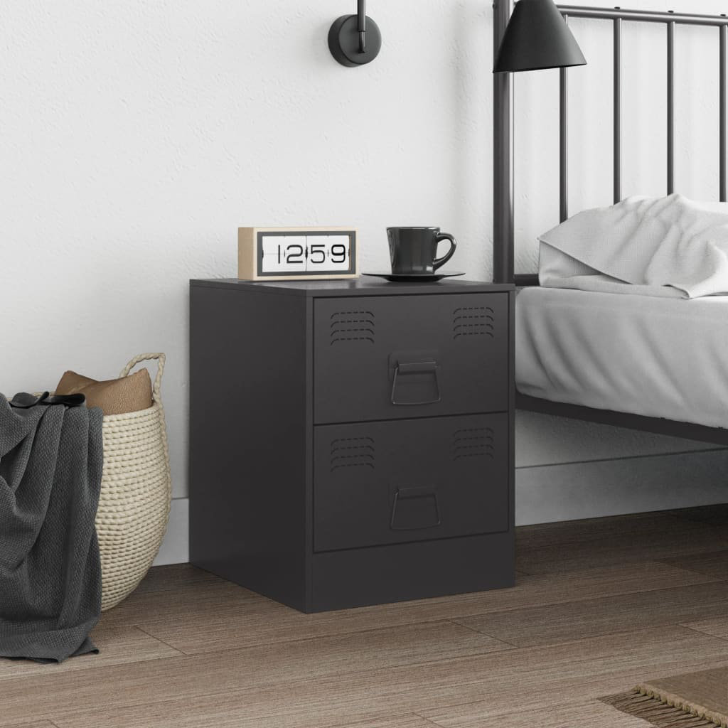 Borough Wharf Bedside Cabinet Black 34.5X39x44 Cm Steel