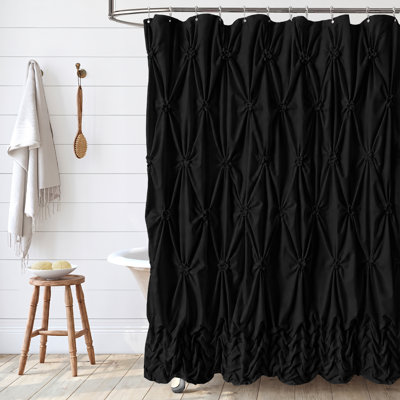 Rideau de douche de style ferme moderne, en tissu noir, 183 x 183 cm