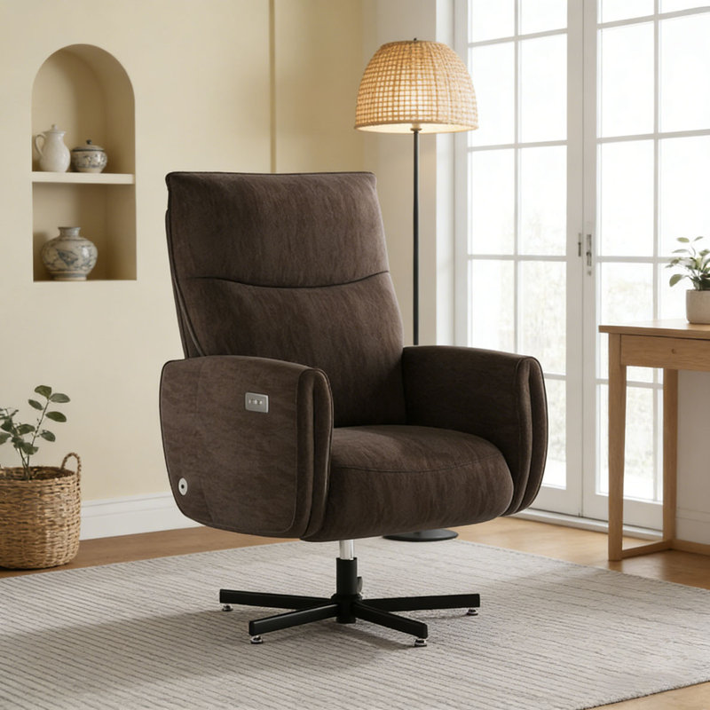 Fauteuil inclinable électrique pivotant, Brun
