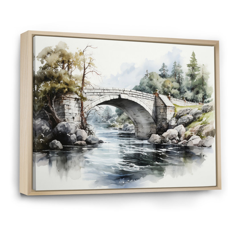 Pont beige Mackerley - reproduction sur toile, H 34 po x l 44 po x P 1,5 po, Cadre naturel flottant