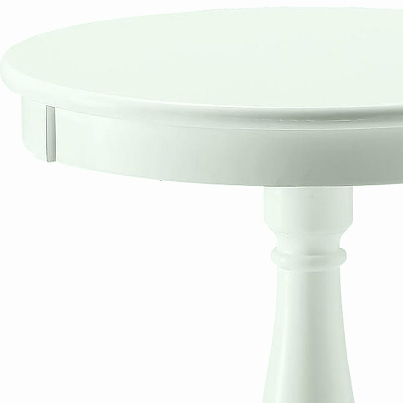 Table d'appoint blanche avec base en bois filé, Blanc