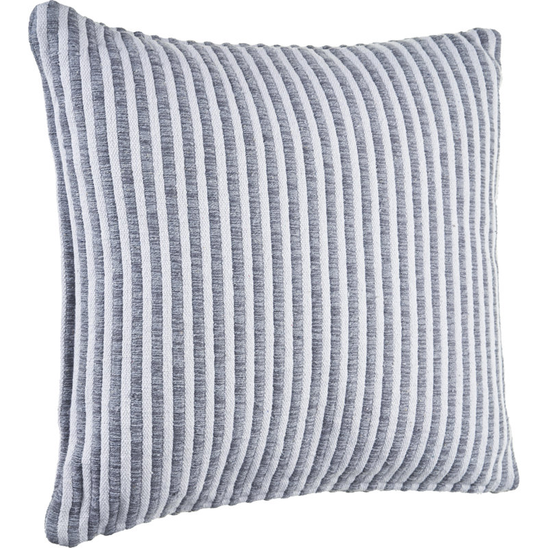 Blue and White Striped Cotton Square Throw Pillow