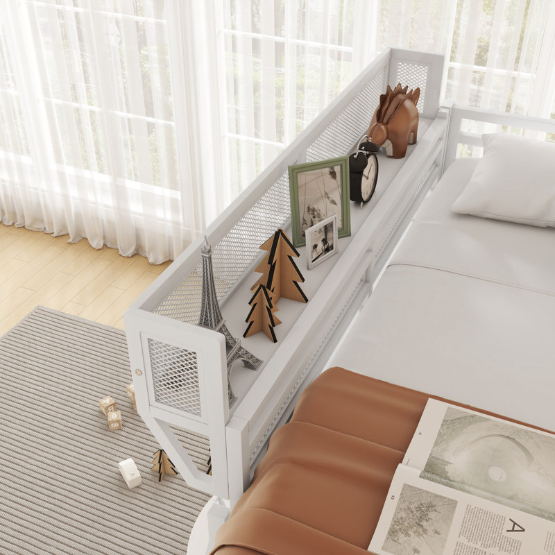 Loft Bed With Ladder, Metal Loft Bed With Storage Shelves, High Loft Bed For Kids Teens, Black, Full