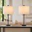 Lampe de table en verre bullé de 23,5 po avec abat-jour 3 voies, abat-jour en lin et base en métal Brokk pour le salon et la chambre à coucher-1172322103