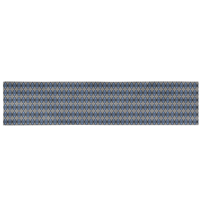 Chemin de table losanges doublés Avicia, 73,5 po x 17,5 po, Noir / Bleu, Coton