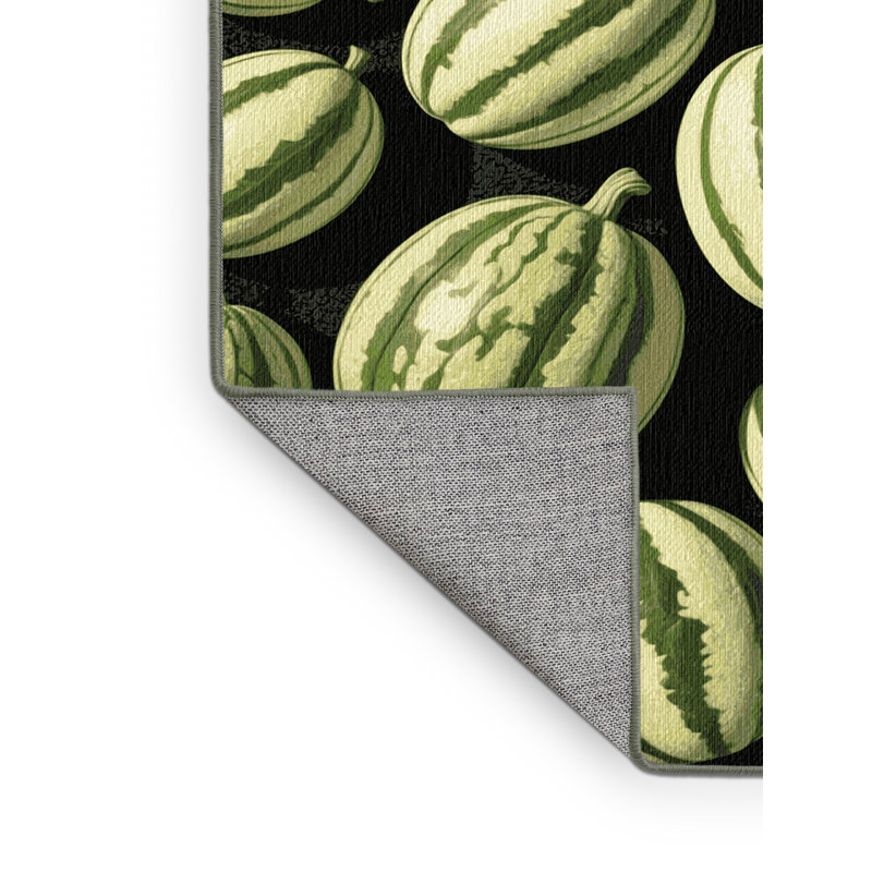 Tapis lavable à motif de fruits melon Casaba, Rectangulaire 3 pi x 5 pi