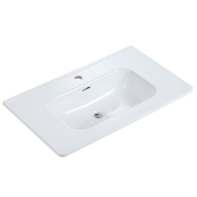 Integrated White Ceramic Basin, Drain Not Included