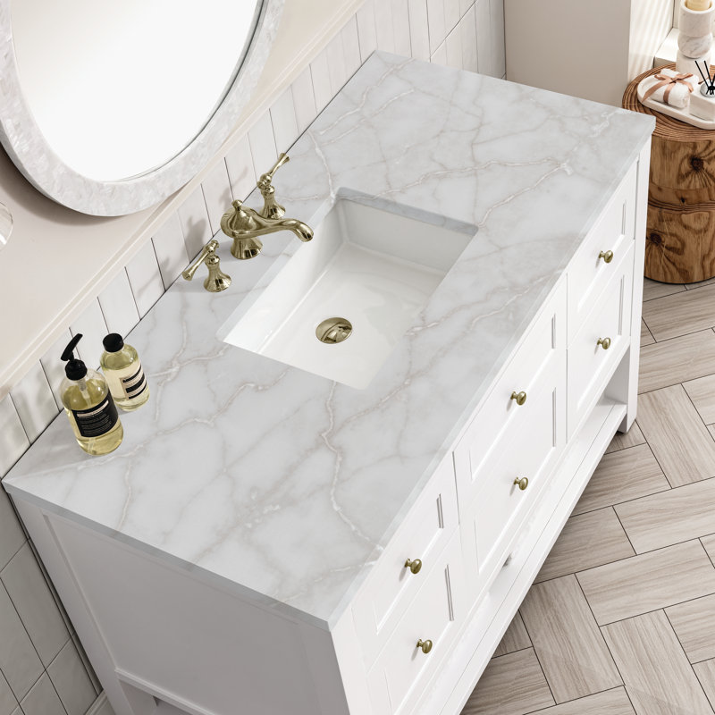 Breckenridge 48'' W Single Vanity, Bright White, Victorian Silver, 8" Widespread