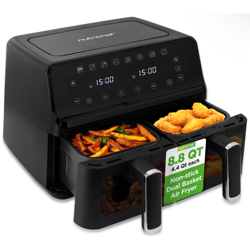 NutriChef 4.4 Quarts Dual Air Fryer Air Fryer