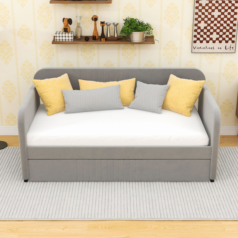 Lit de jour simple avec couchette Arkeith, gris