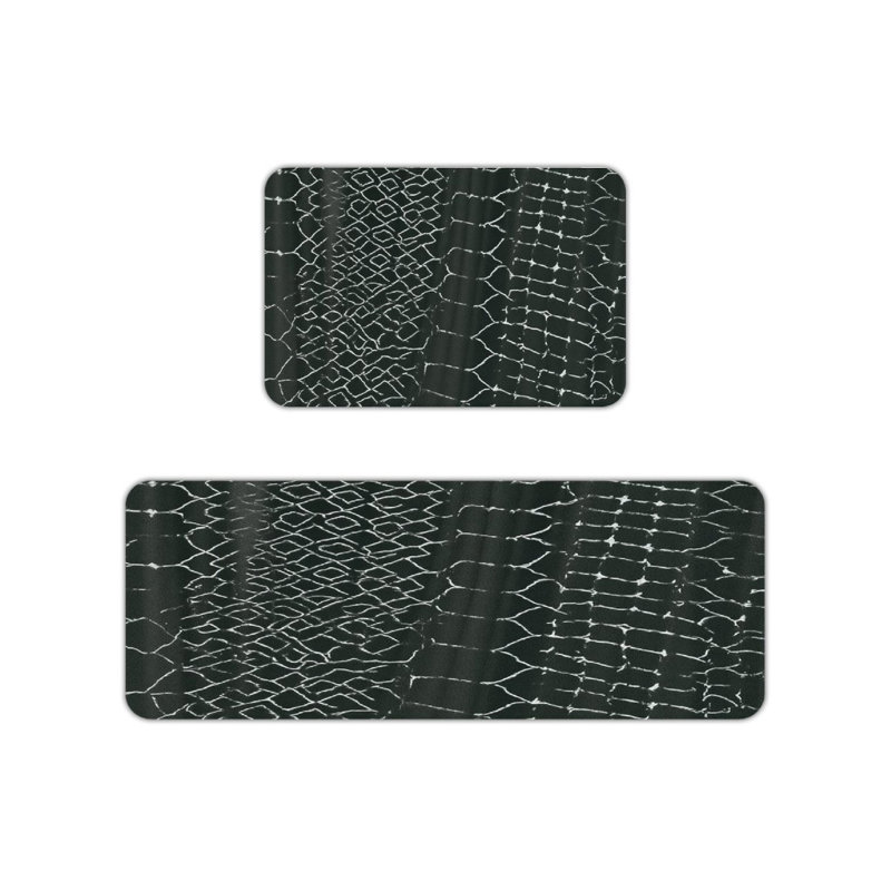 Tapis de cuisine à imprimé peau de serpent pour chambre à coucher, ensemble de 2 pièces, gris foncé