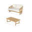 Royal Acacia Wood Loveseat and Coffee Table Set, Beige