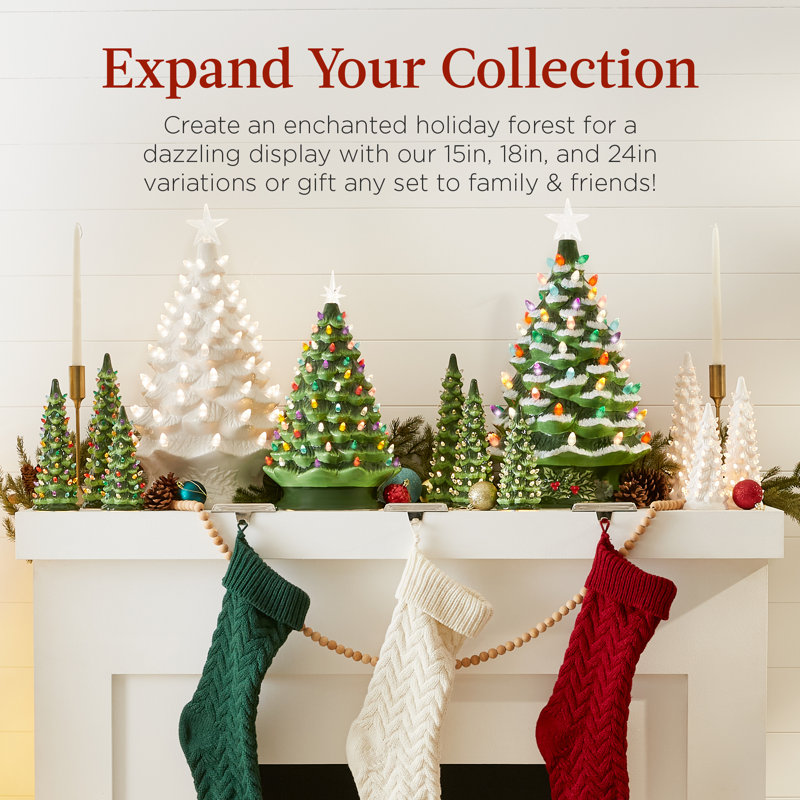 Arbre de Noël de table éclairé 1,5 pi, Vert avec lumières multicolores