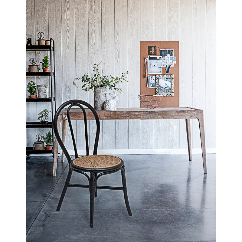 Ensemble de 2 chaises de salle à manger en rotin noir 15,5 x 20,5 x 35,5 po