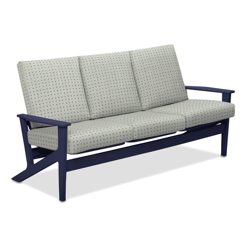 Chrisa 74.5'' Wide Patio Sofa with Cushions, Kuno Mineral, Graphite