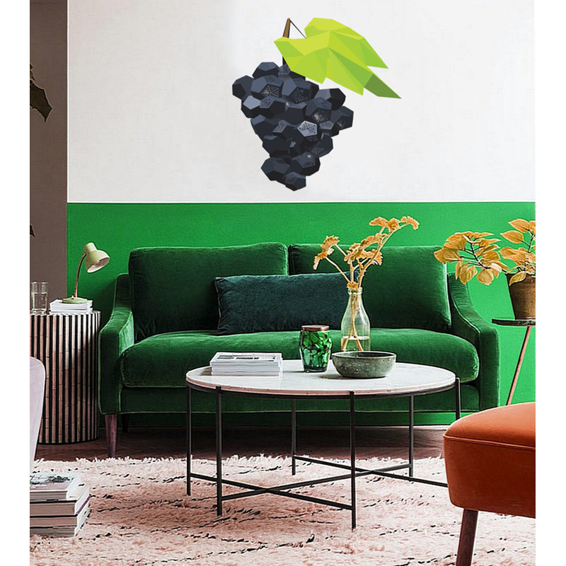 Décalcomanie murale raisin polygonale, H 33 po x l 33 po