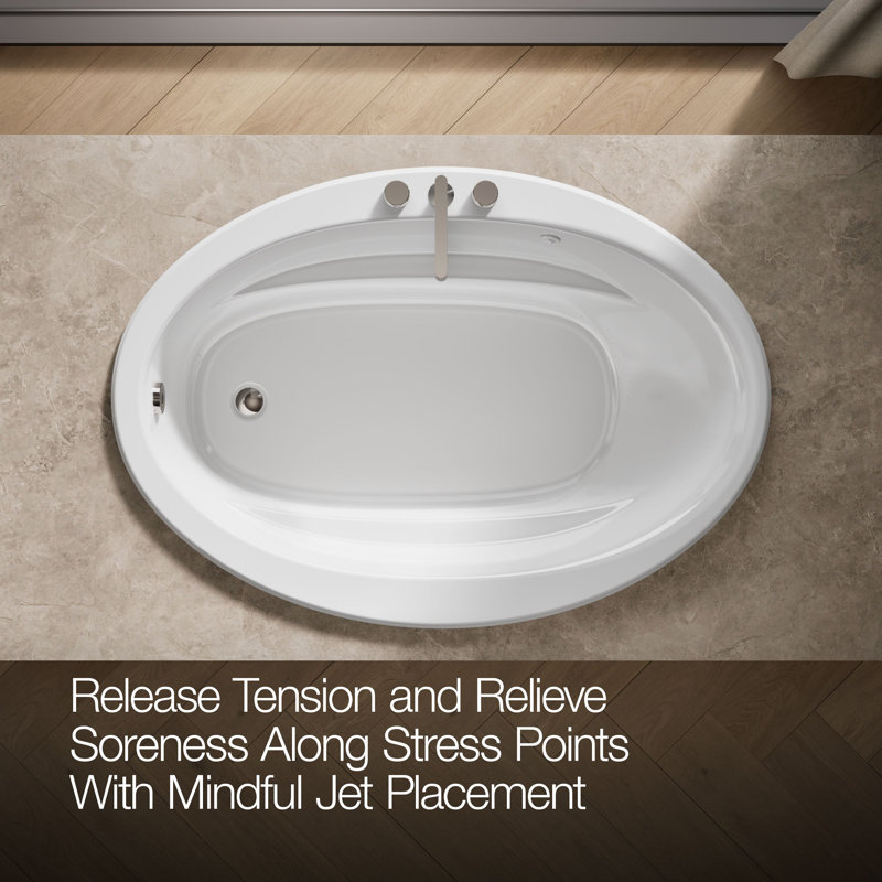 Sunward 60" x 42" Undermount Whirlpool Bathtub, White, No