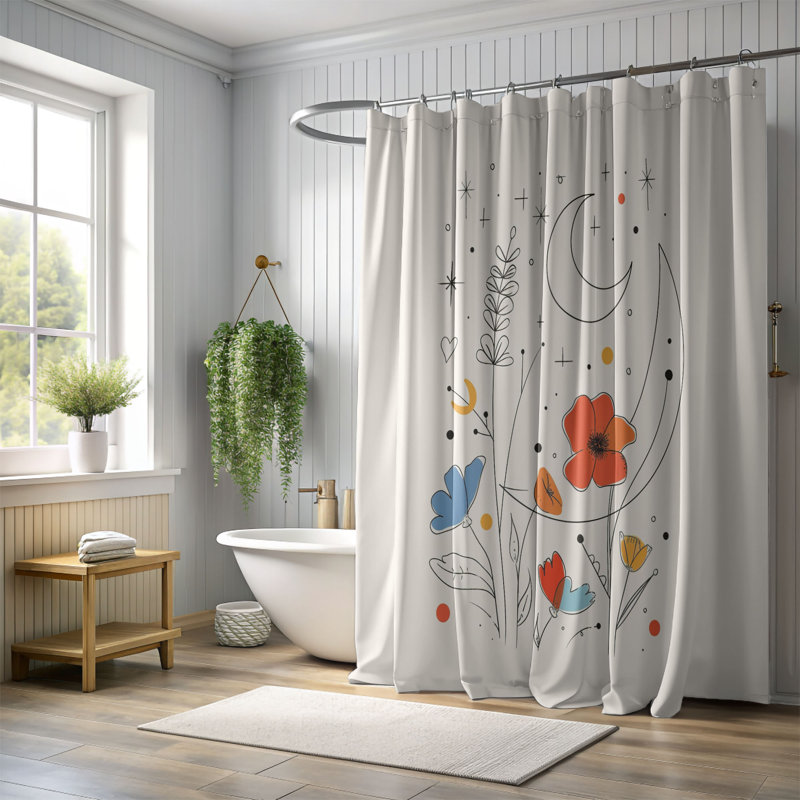 Rideau de douche standard 1 pièce, H 74 po x l 71 po, Floraison minimale