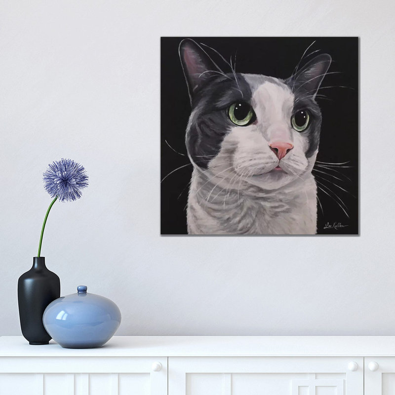 Asher, Grey Tuxedo Cat by Hippie Hound Studios - Wrapped Canvas Gallery-Wrapped Canvas Giclée