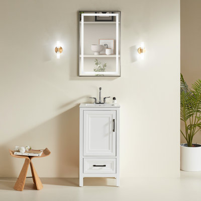 Ensemble de meuble-lavabo simple autoportant 18 po avec 2 poignées entièrement assemblé