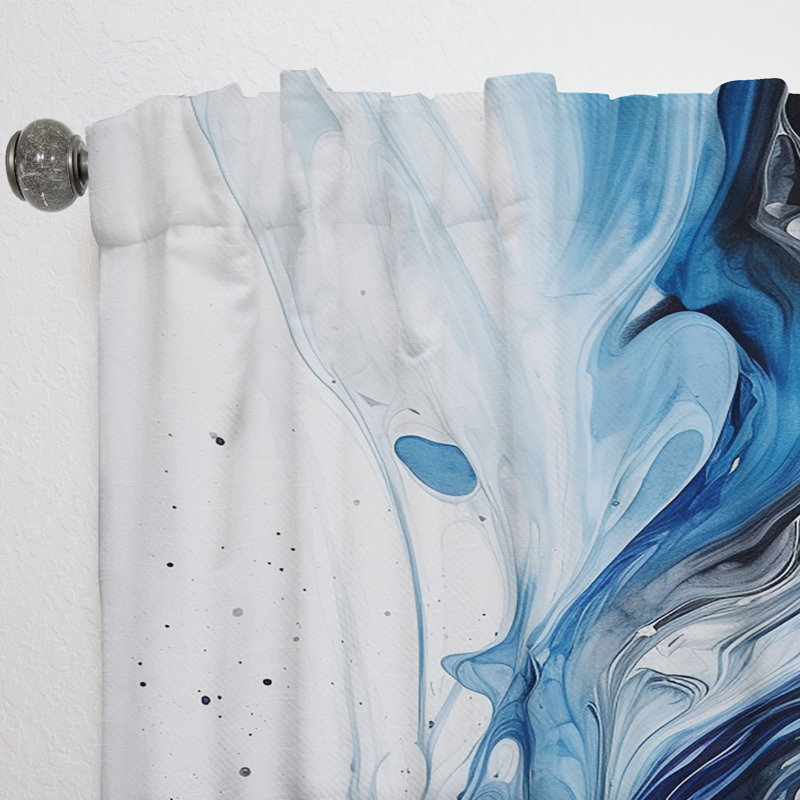 Bleu et gris Elixir I - rideau en velours moderne - obscurcissant - 1 panneau, L 52 po x L 84 po