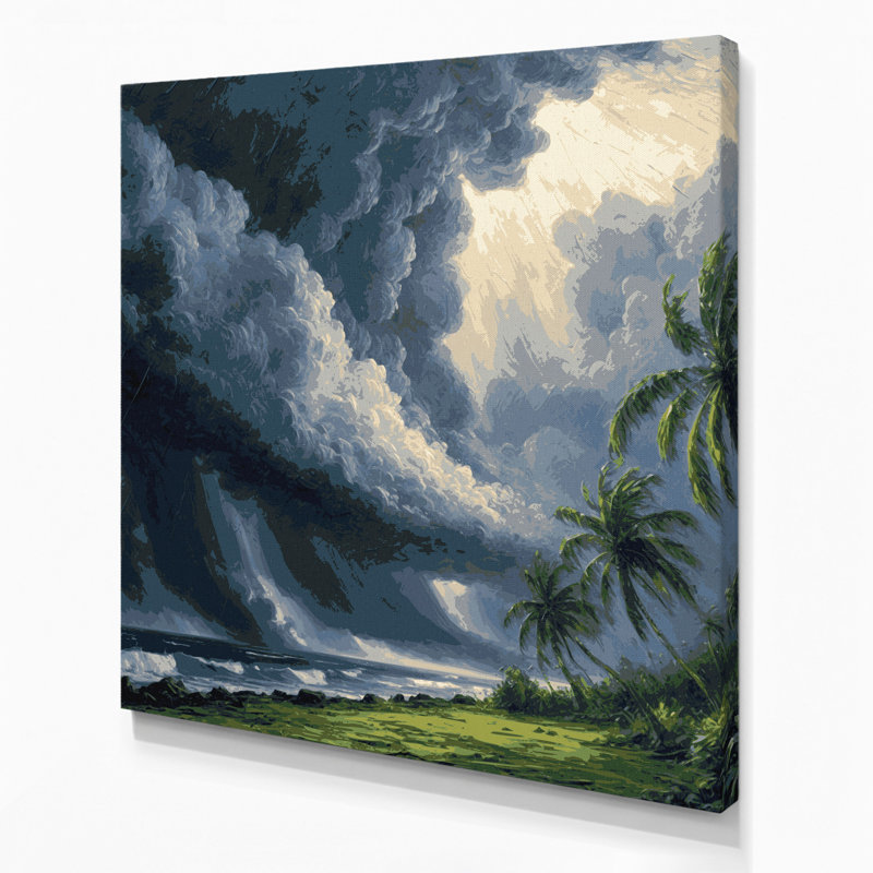 Toile grise hawaïenne avec nuages gris, H 32 po x l 32 po