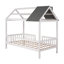 Lit taille maison en bois avec clôture,-100942895